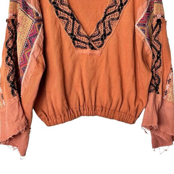 Free People S Cross Country Boho Embroidered Sienna Bell-Sleeve Top - Picture 6 of 12